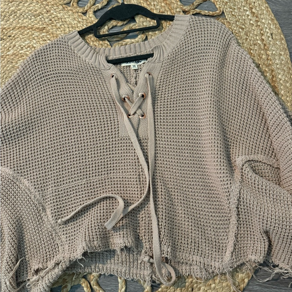 Women's Lace-Up Knit Sweater